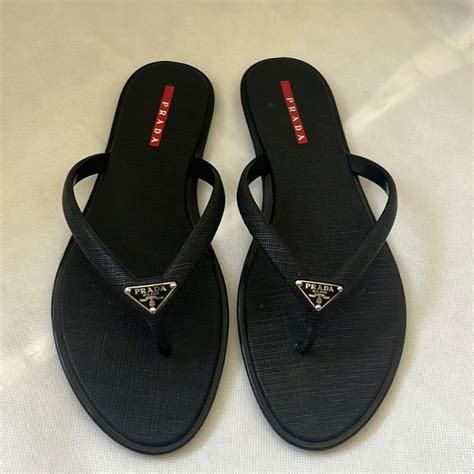 prada flip flops|black and white prada slides.